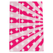 レトロピンククイーンハート誕生日写真 ミディアムペーパーバッグ (裏面)