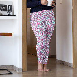 レトロピンククリスマスオーナメントクリスマスパジャマパンツ レギンス