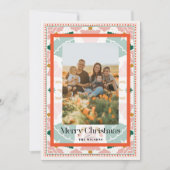 レトロピンククリスマスツリーズホリデーフォトカード 招待状 (正面)