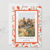 レトロピンククリスマスライトホリデーフォトカード 招待状 (正面)