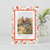 レトロピンククリスマスライトホリデーフォトカード 招待状 (スタンド正面)