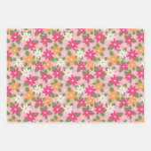 レトロピンククリスマス/ホリデーギフトラッピング ラッピングペーパーシート (正面3)