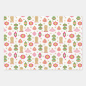 レトロピンククリスマス/ホリデーギフトラッピング ラッピングペーパーシート (正面)