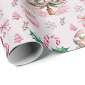 レトロピンククリスマス ラッピングペーパー (ロールコーナー)