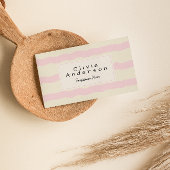 レトロピンククリームウェーストライプブトレンディーボホガーリー 名刺