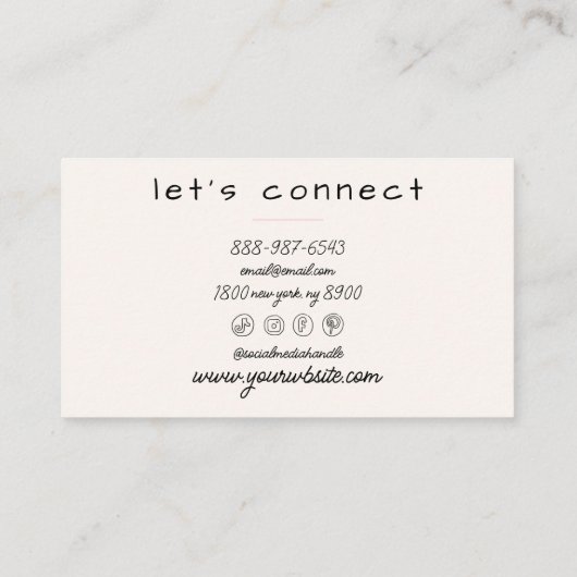 レトロピンククリームウェーストライプブトレンディーボホガーリー 名刺 (裏面)