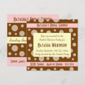 レトロピンククリームチョコレートバブルブライダルシャワー 招待状 (正面/裏面)