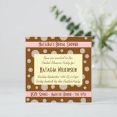 レトロピンククリームチョコレートバブルブライダルシャワー 招待状 (スタンド正面)