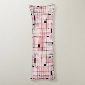 レトロピンクグリッドとスターバスト抱き枕 ボディピロー (裏面 (縦))