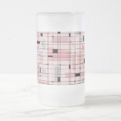 レトロピンクグリッドとスターバスト曇りガラスマグ フロストグラスビールジョッキ (中央)