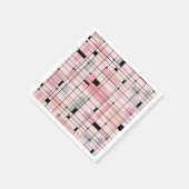 レトロピンクグリッドとスターバスト紙ナプキンス スタンダードカクテルナプキン (角)