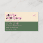 レトロピンクグリーンカラフルグルーヴ市松模様にィーファンキービー 名刺 (裏面)