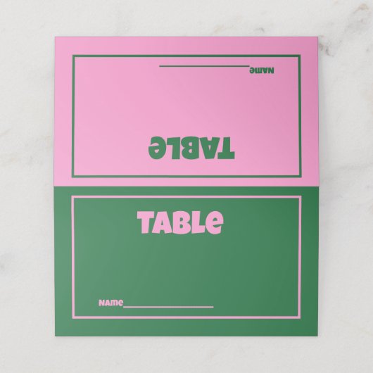 レトロピンクグリーン結婚ブライト座席表 プレイスカード (外部開封)