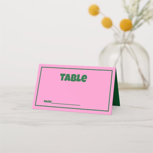 レトロピンクグリーン結婚ブライト座席表 プレイスカード (裏面)