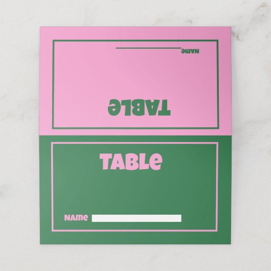 レトロピンクグリーン結婚ブライト座席表 プレイスカード (外部開封)