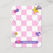 レトロピンクグルービーイヤリングジュエリーディスプレイカード 名刺 (正面)