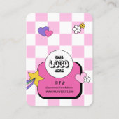 レトロピンクグルービーイヤリングジュエリーディスプレイカード 名刺 (裏面)