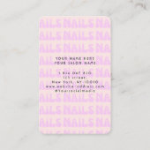 レトロピンクグルービー爪、 ネイルネイルアーティスト名刺 名刺 (裏面)