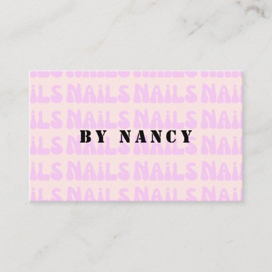 レトロピンクグルービー爪、 ネイルパターン 名刺 (正面)