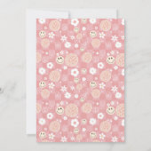 レトロピンクグルーヴィ市松模様にヒッピディスコ誕生日 招待状 (裏面)