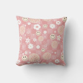 レトロピンクグルーヴ市松模様にィッピー柄 クッション (正面)