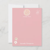 レトロピンクグルーヴ市松模様にィッピー柄 ノートカード (正面)