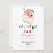 レトロピンクサンタああ何おもしろい赤ちゃんシャワー 招待状 (正面)