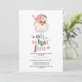 レトロピンクサンタああ何おもしろい赤ちゃんシャワー 招待状 (スタンド正面)