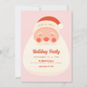 レトロピンクサンタクロースクリスマスパーティー 招待状 (正面)