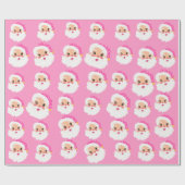 レトロピンクサンタクロース ラッピングペーパー (フラット)