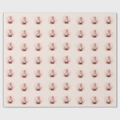 レトロピンクサンタクロース ラッピングペーパー (フラット)