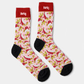 レトロピンクサンタハットホリークリスマス10代の追加 ソックス (右)