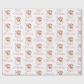 レトロピンクサンタパーソナライズされた ラッピングペーパー (フラット)