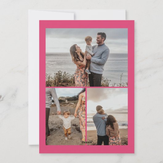 レトロピンクサンタ メリークリスマス 3枚写真 ファミリー シーズンカード (裏面)