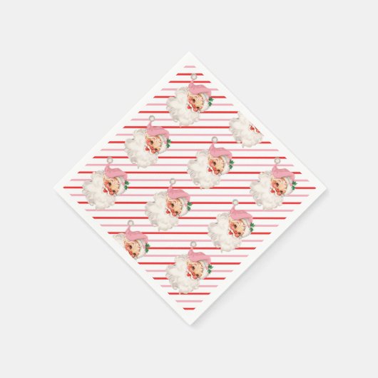 レトロピンクサンタOh何おもしろい スタンダードカクテルナプキン (角)