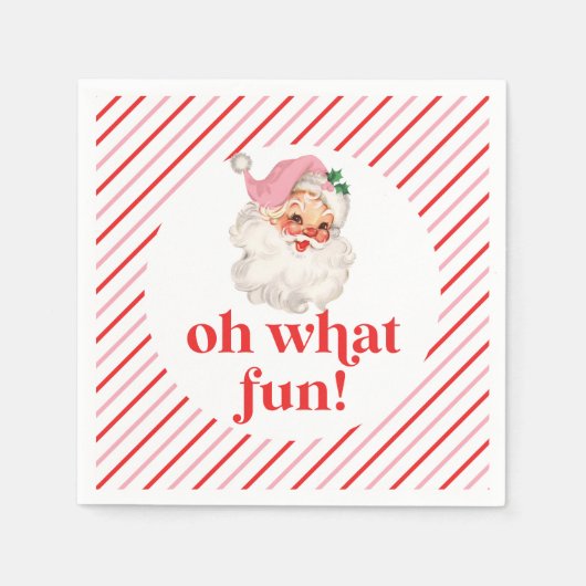レトロピンクサンタOh何おもしろい スタンダードカクテルナプキン (正面)