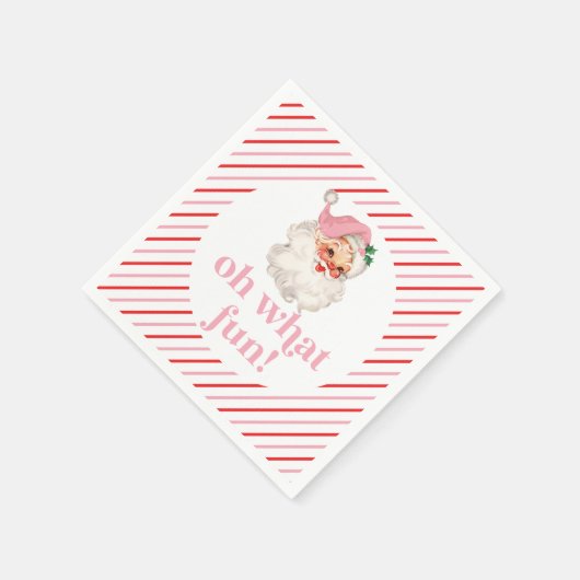 レトロピンクサンタOh何おもしろい スタンダードカクテルナプキン (角)