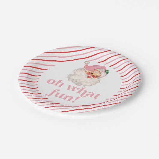 レトロピンクサンタOh何おもしろい ペーパープレート (アングル)