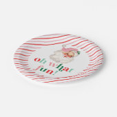 レトロピンクサンタOh何おもしろい ペーパープレート (アングル)