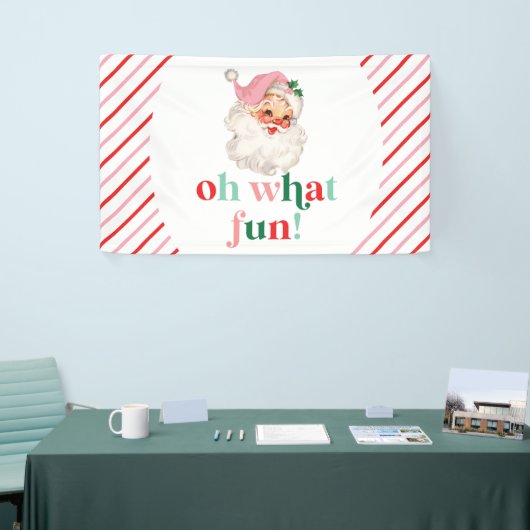 レトロピンクサンタOh何おもしろい 横断幕 (トレードショー)