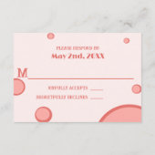 レトロピンクサークル結婚GroovyのRVSP エンクロージャーカード (裏面)