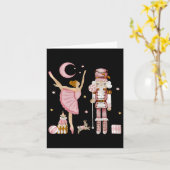 レトロピンクシュガープラム妖精くるみ割りクリスマスクリスマスC カード (黄色い花)