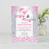 レトロピンクジングル&ミングルホリデーカクテルパーティー 招待状 (スタンド正面)
