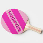 レトロピンクスカイはっきりした三ストライプつの 卓球ラケット (横)