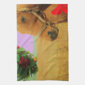 レトロピンクスカイクリスマスホース キッチンタオル (縦)