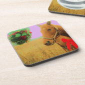 レトロピンクスカイクリスマスホース コースター (左側)