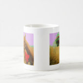 レトロピンクスカイクリスマスホース コーヒーマグカップ (中央)