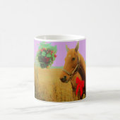 レトロピンクスカイクリスマスホース コーヒーマグカップ (中央)