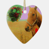 レトロピンクスカイクリスマスホース セラミックオーナメント (右)