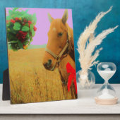 レトロピンクスカイクリスマスホース フォトプラーク (側面)